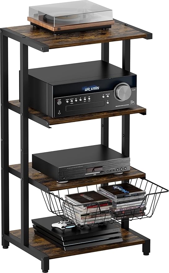 Ardier Media Stand with Detachable Baskets, 4-Tier AV Media Stand Corner Shelf by Ardier