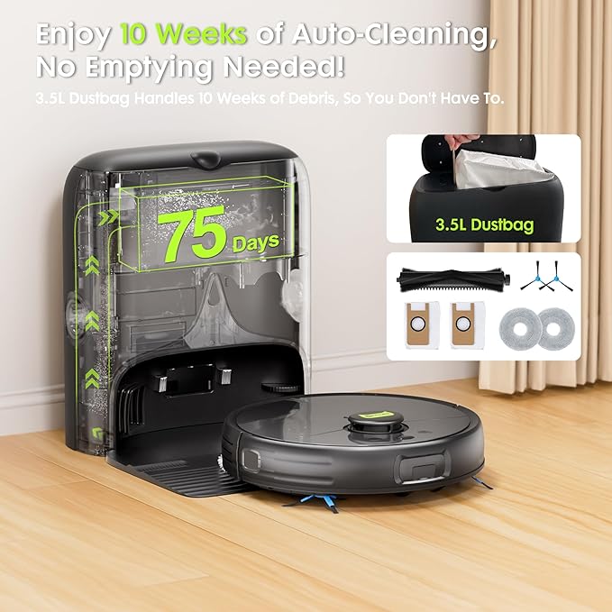 Robot Vacuum and Mop, Pet Hair Tangle-Free Cutter Technology, Max 10, 000Pa - Image 6
