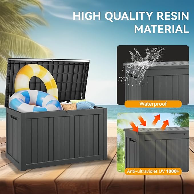 NUNU LAB 270 Gallon Large Resin Deck Box, Waterproof Outdoor Storage Box - Image 6