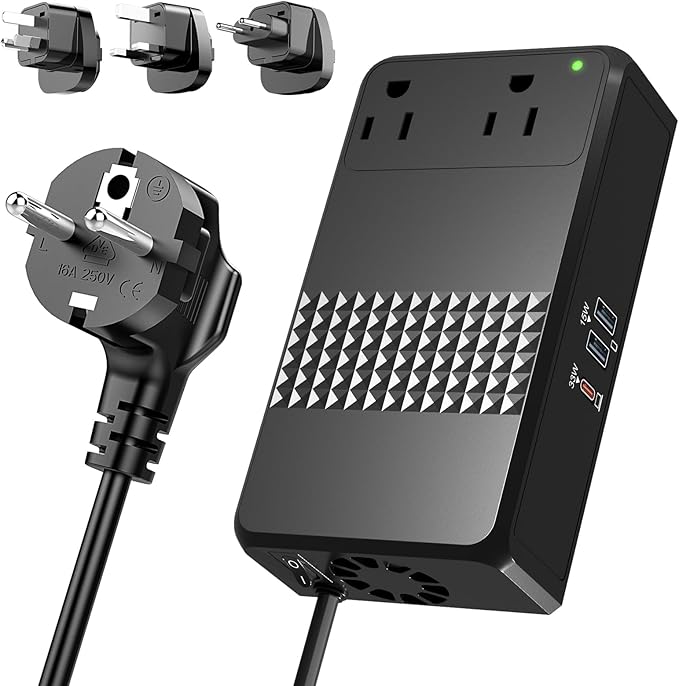 220V to 110V Voltage Converter, 600W AC Sockets Power Any American Appliances by Hyted