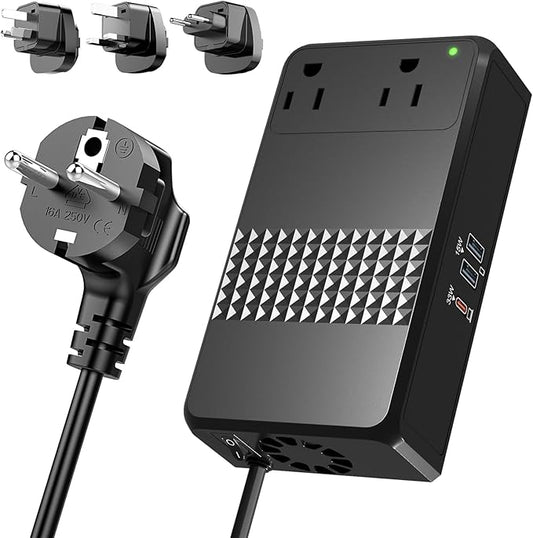 220V to 110V Voltage Converter, 600W AC Sockets Power Any American Appliances by Hyted