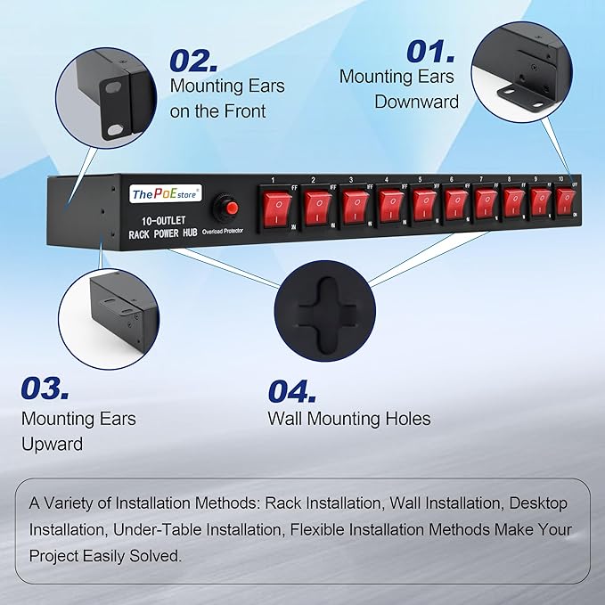 ThePoEstore 10-Outlet 1U Rack Mount Power Strip - Image 4