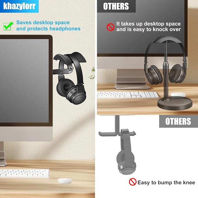 Khazylorr Monitor Stand for Headphones and Headsets, Adjustable Headphone - Image 4
