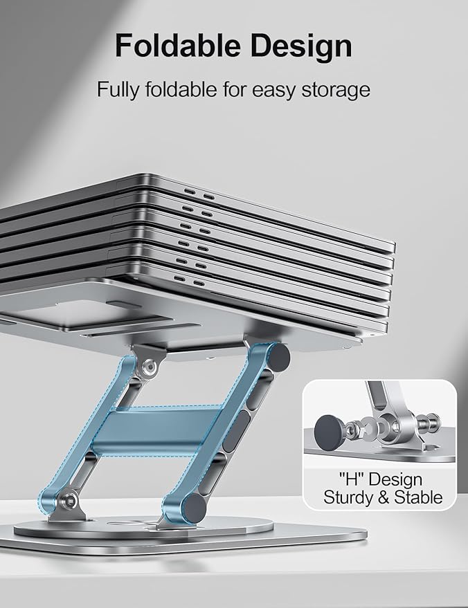MCHOSE Laptop Stand with 360° Rotating Base, Foldable Adjustable Computer Holder - Image 2