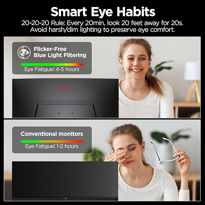KOORUI 24 inch Curved Gaming Monitor 180Hz FHD 1080P Computer Monitor, 1ms - Image 5