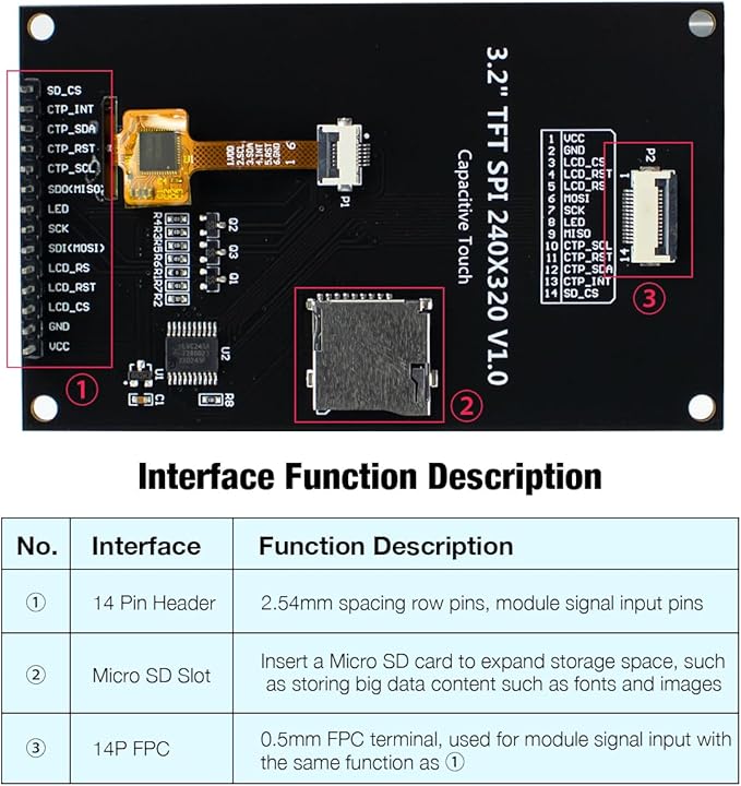 Hosyond 3.2 inch 240x320 IPS Capacitive Touch Screen LCD Module SPI Serial - Image 4