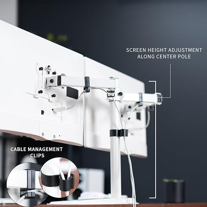 VIVO Dual LED LCD Monitor Mount, Free-Standing Desk Stand - Image 6
