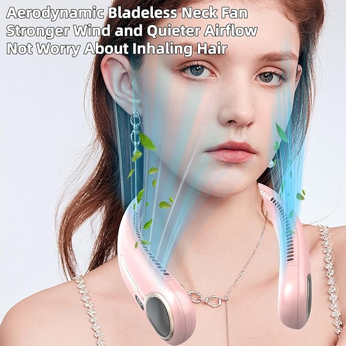 Portable Neck Fan, Hands Free Personal Wearable Bladeless Fan, 6000mAh USB - Image 4