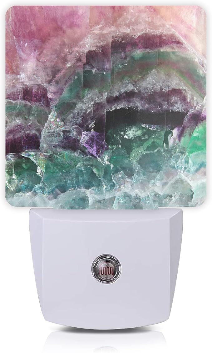 Smoaffly Color Pink Fluorite Crystal Stone Night Light Plug-in LED Nightlights by Smoaffly