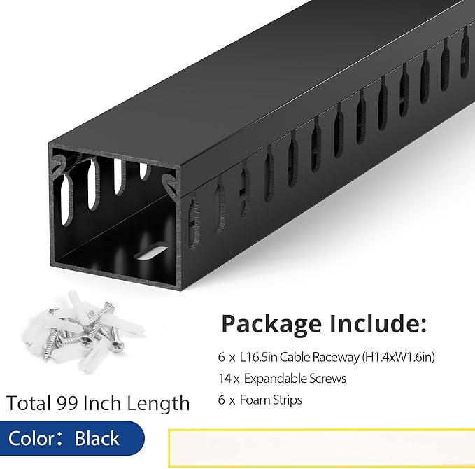 ZhiYo H1.4 x W1.6in Server Rack Cable Management Raceway, 94.5in Cable Raceway - Image 5