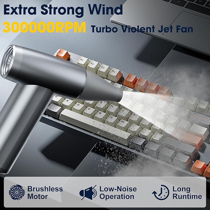 Metal Electric Compressed Air Duster, 300000RPM Brushless Motor - Image 2