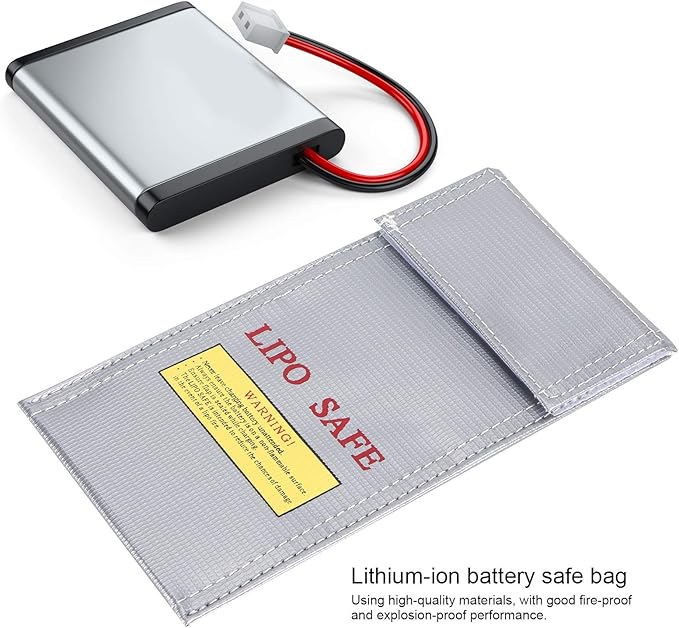 Fdit Lithium-Ion Battery Safe Bag, Fireproof Explosion-Proof Storage Bag 10x20cm - Image 8