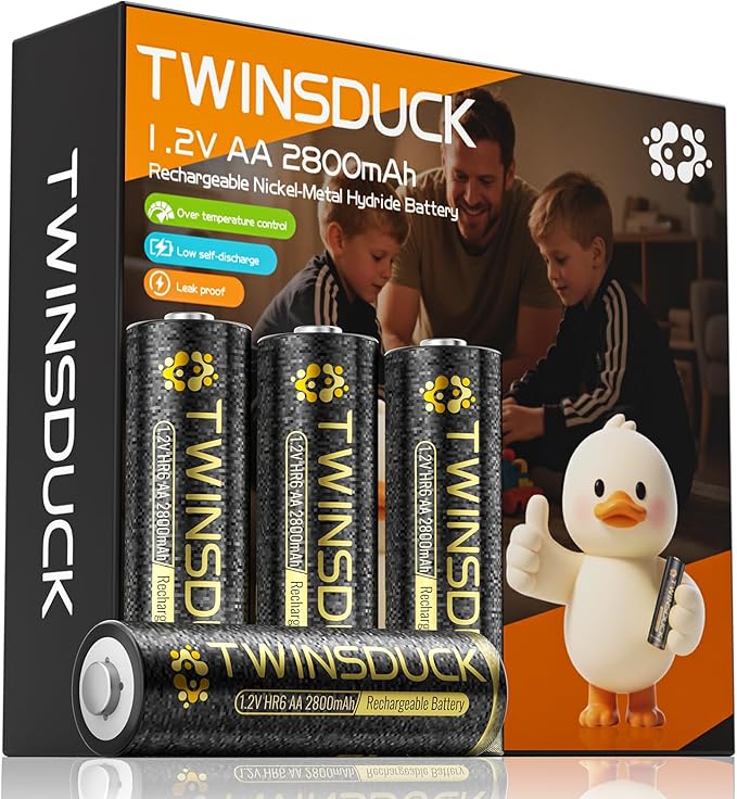 TWINSDUCK Rechargeable AA Batteries, 2800mAh High Capacity NiMH Double A Battery by Unknown