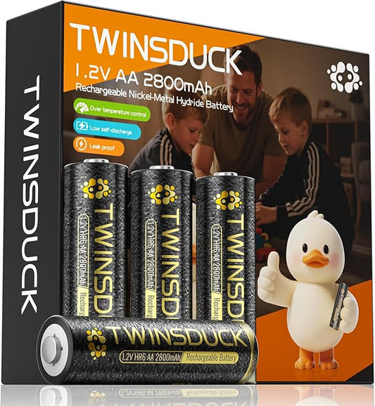 TWINSDUCK Rechargeable AA Batteries, 2800mAh High Capacity NiMH Double A Battery by Unknown