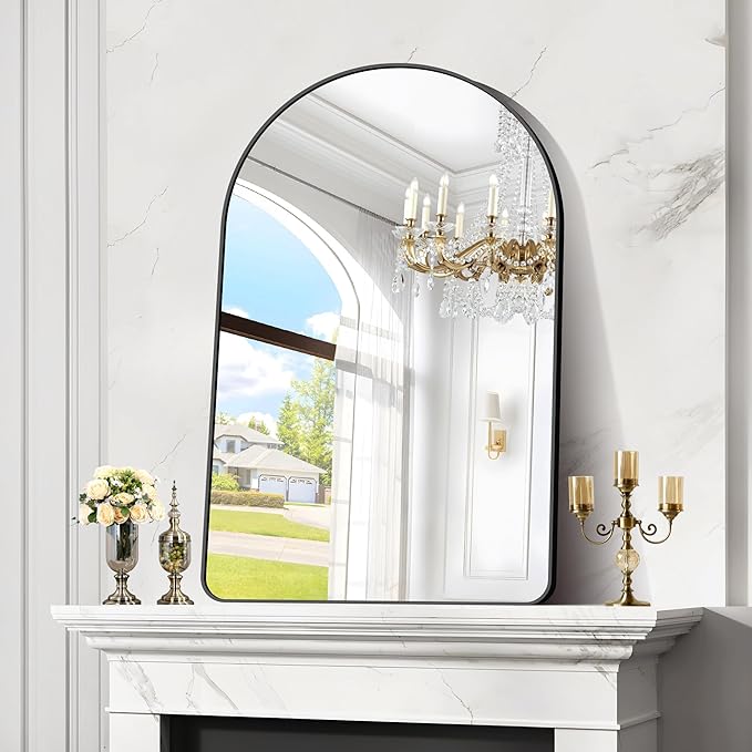 Arched Bathroom Mirror, Wall Mounted Mirror, Living Room, Hanging or Leaning by GLASHOM