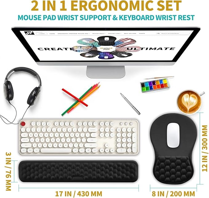 Hokafenle 2 in 1 Ergonomic Mouse Pad Wrist Support & Wrist Rest - Image 2