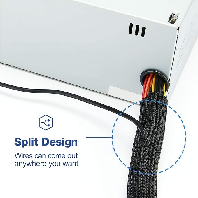 QCSIW 3/4" 25ft Expandable Braided Cable Sleeve Split Wire Loom Tubing – - Image 9