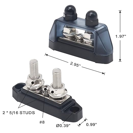 Recoil S2P-516 Busbar Dual 5/16” Studs and #8 Screw Terminal Power Distribution - Image 3