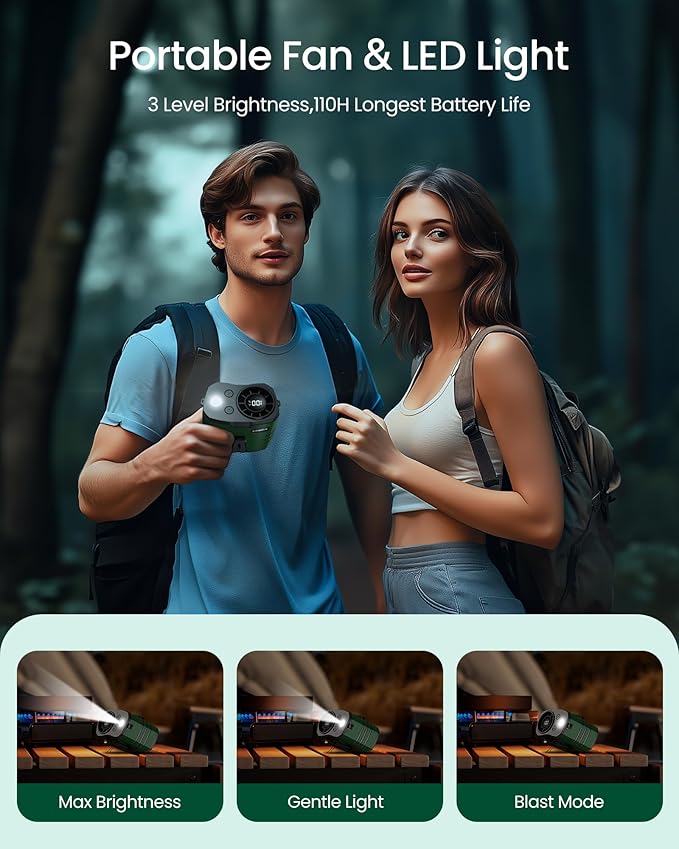 Primelove 10000mAh Portable Waist Rechargeable Fan, Clip on Belt Fan - Image 5