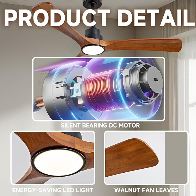 Gaizw Ceiling Fans with Lights, 60 Inch Ceiling Fan with Remote Control - Image 7