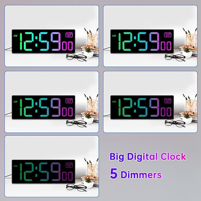 Soobest Large LED Digital Wall Clock 8 RGB Color Changing Display, Corded Plug - Image 5
