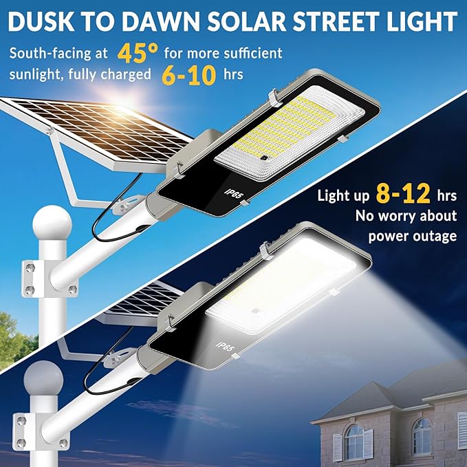 LYKENTOR Solar Lights Outdoor Waterproof IP65: 2 Pack 10000mAH Solar Street - Image 4