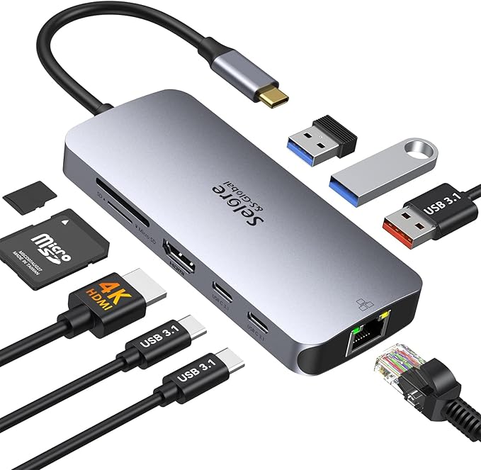 USB C Adapters for MacBook Pro/Air, Selore 9 in 1 USB C Hub by SeloreS-Global