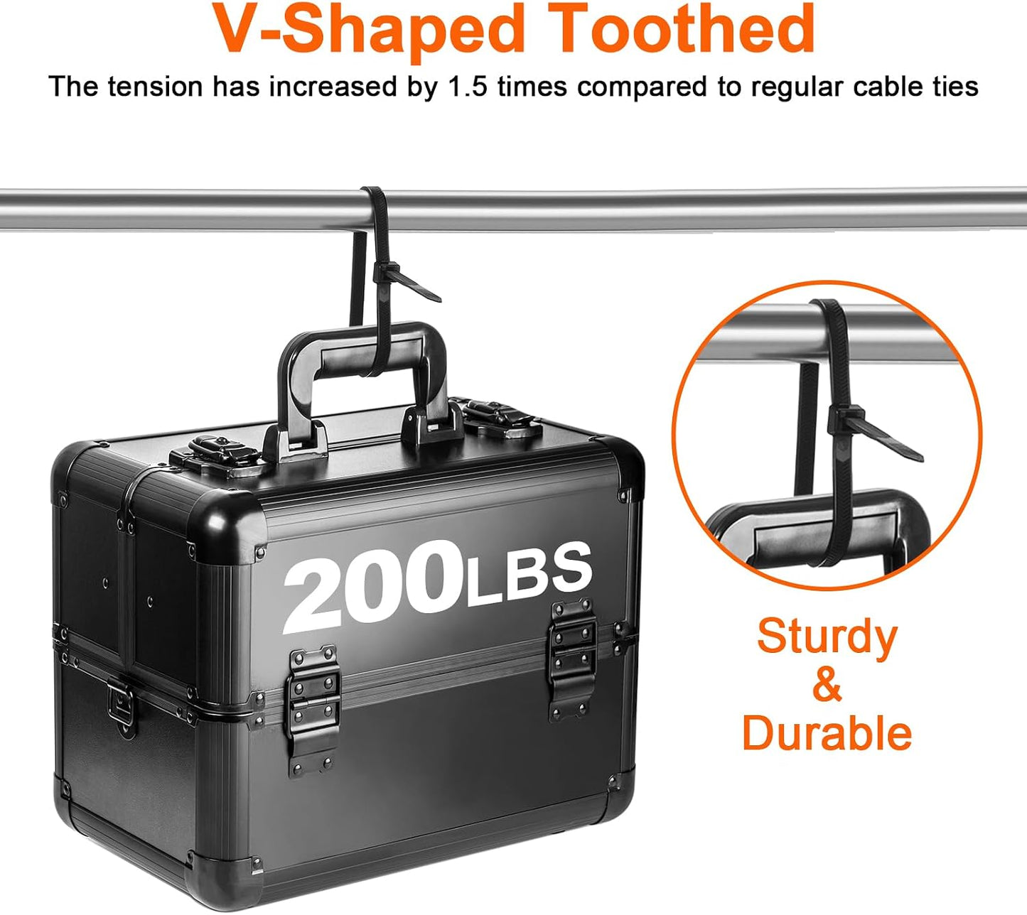 Zip Ties Heavy Duty 12 inch，V-Shaped Toothed Double Sided With 200 LBS Tensile Strength Cable Ties ，Extra Large Wire Ties Adjustable Nylon Tie Wraps for Indoor Outdoor Patented Design（400 Pack Black）
