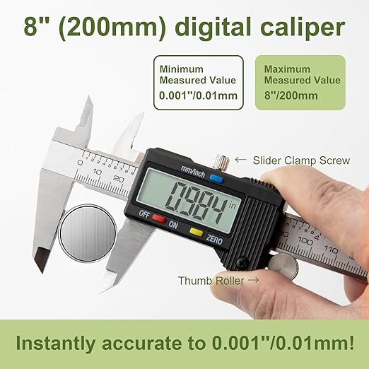 SCITOOLS Digital Caliper 0-8" Measuring Tool - Image 2