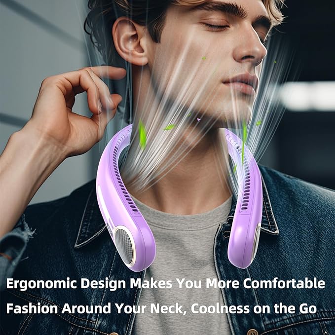 Portable Neck Fan, Hands Free Personal Wearable Bladeless Fan, 6000mAh USB - Image 8