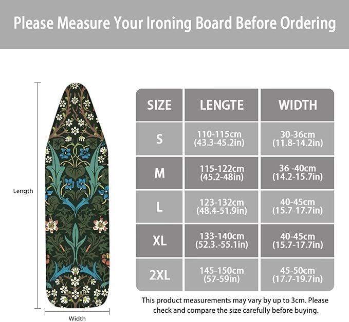 ZCFYGDX William Morris Ironing Board Cover Nylon Buckle Fastening Easy to - Image 6