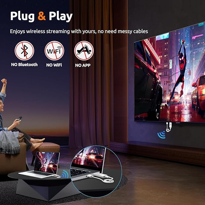 Wireless HDMI Transmitter and Receiver 328FT/100M, 2.4G+5G Plug & Play Wireless - Image 2