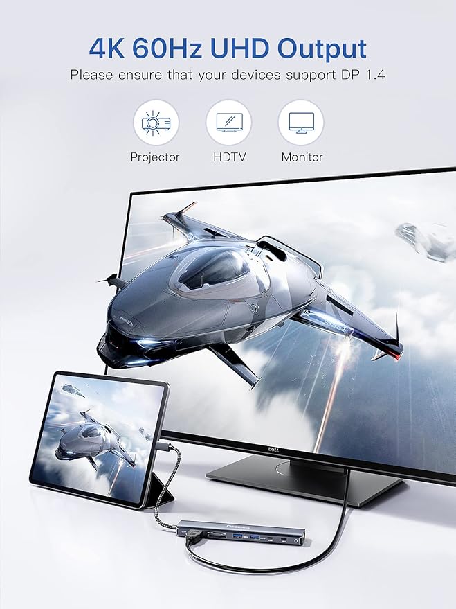 Dockteck 9-in-1 USB-C Hub: HDMI 4K@60Hz, 100W PD, 2x USB-A 5 Gbps, SD/TF Card - Image 3