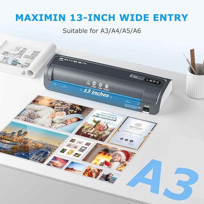 Laminator Machine, Bonsen 13 Inch Wide Thermal Laminator - Image 2