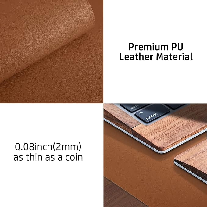Aothia Leather Desk Pad Protector, Mouse Pad, Office Desk Mat, Non-Slip PU - Image 8