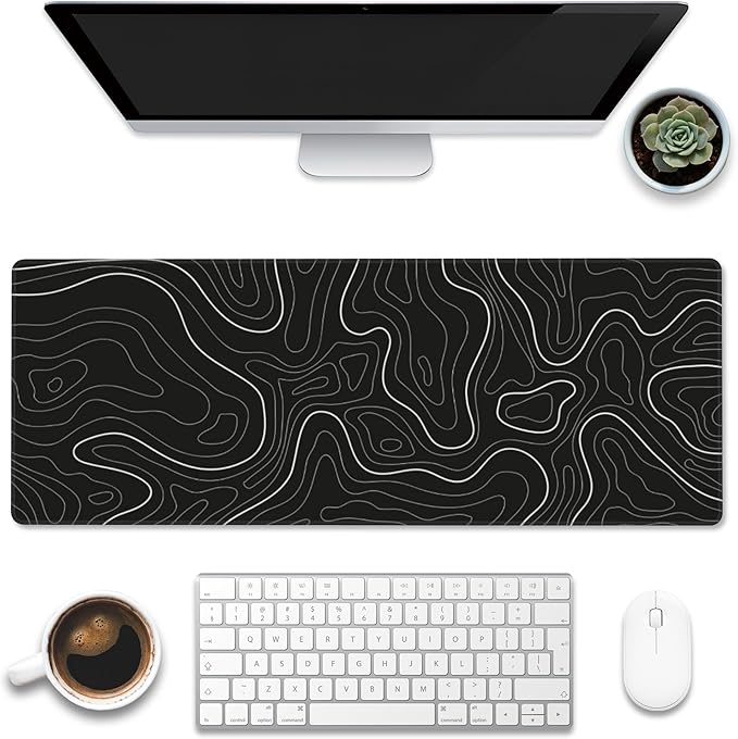 Eflxamz Desk Mat, Topographic Contour Large Gaming Mouse Pad by Eflxamz