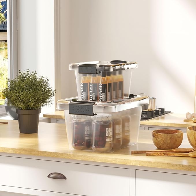 Nazhura Plastic Storage Bin, Stackable and Nestable Storage Boxes - Image 6
