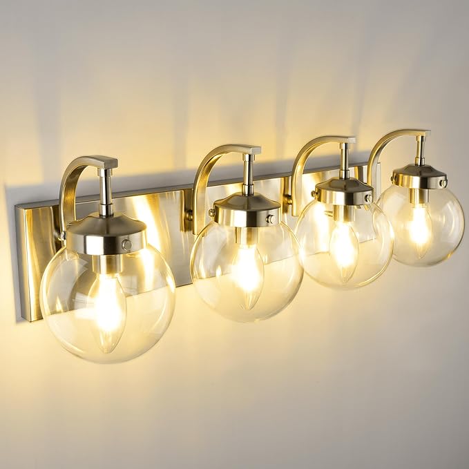 Beionxii 4-Light Bathroom Light Fixtures, Brushed Nickel Bathroom Vanity Light by Beionxii