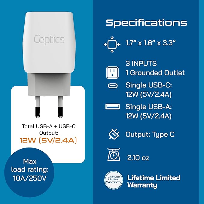 Ceptics European Travel Plug Adapter - Image 5