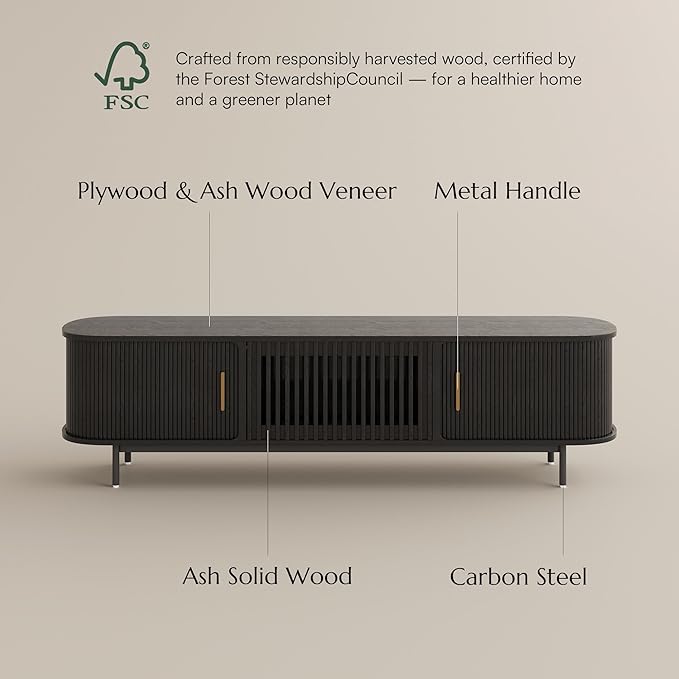 POVISON Fully-Assembled Mid Century Modern TV Stand - Image 5