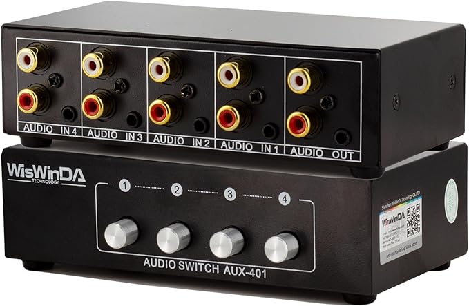 4-in 1-Out RCA 3.5mm AuxAudio Switch Box Audio Converter 4 Channels 1-in 4-Out by WisWinDa