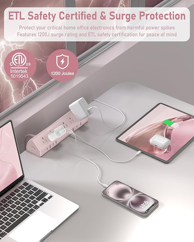 Jgstkcity Desk Clamp Power Strip, 45W Fast Charging Station, 4 USB-C, 4 USB-A - Image 2