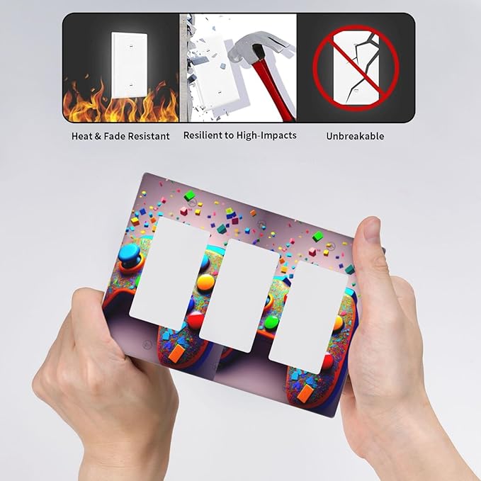 Bvtewkhz Videos Game Controller 3 Gang Triple Rocker Decorative Light Switch - Image 5