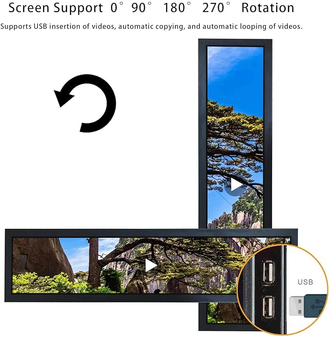 VSDISPLAY 28'' Advertising LCD Monitor 1920x360 IPS Stretched Bar Screen - Image 5