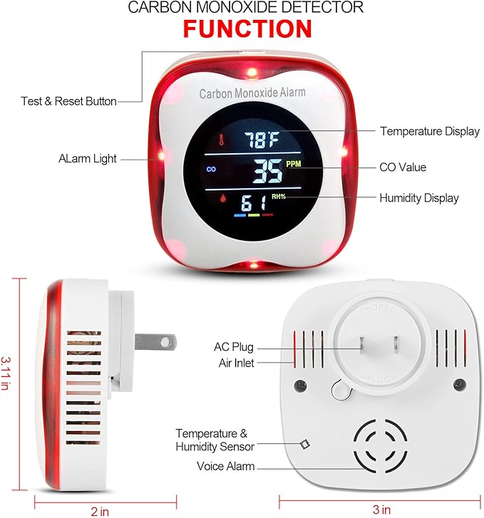 Vzmcov Plug-in Carbon Monoxide Detector - Image 2