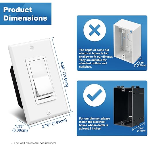 BESTTEN 10 Pack Dimmer Light Switch, Single Pole or 3-Way, Slide Dimmer Switches - Image 7
