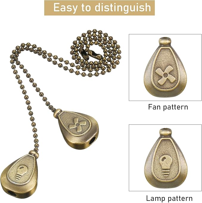 Patelai 4 Pieces Ceiling Fan Pull Chain Extender Ornament 12 Inch Ceiling Pull - Image 3