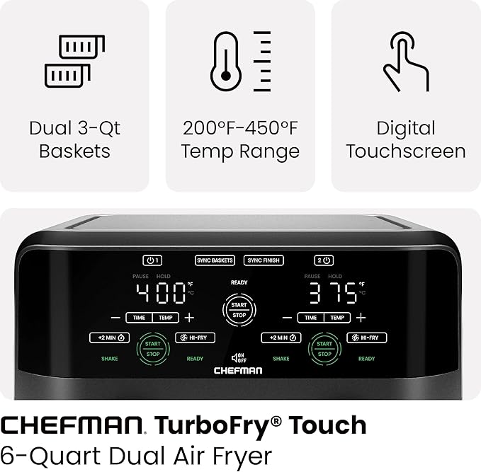 Chefman 6 Quart Dual Basket Air Fryer - Image 4
