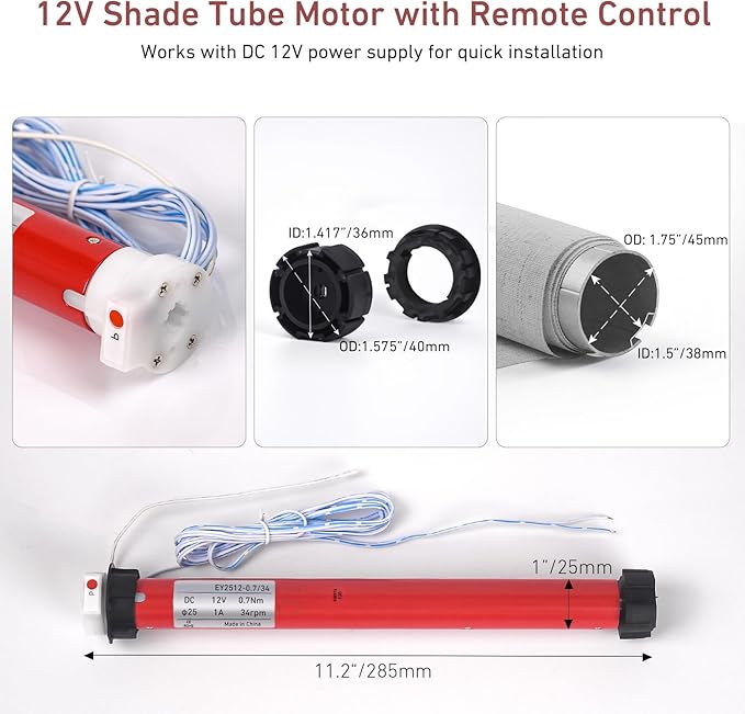 1.75inch Blind Motor – 12V Shade Tube Motor - Image 2