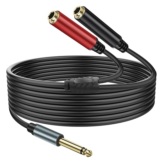 XMSJSIY 1/4" 6.35mm TS Mono Splitter 1 to 2 Audio Y Splitter Cable Adapter by XMSJSIY